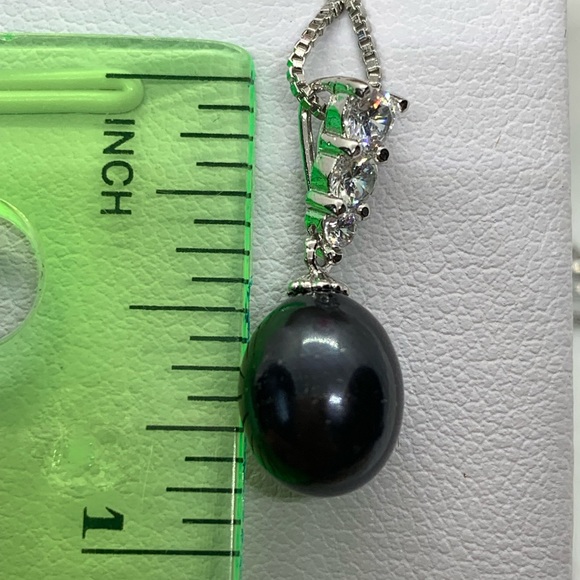Natural Freshwater Pearl CZ S925 Necklace - Picture 5 of 5